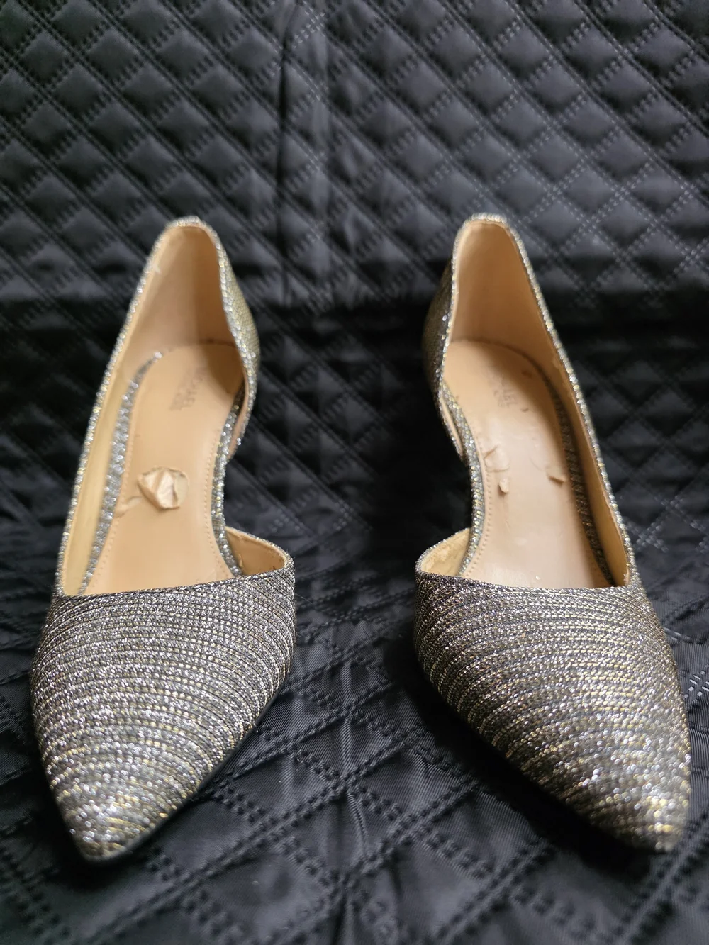 Michael Kors Dorothy Flex Glitter Pumps Gold Silver 7M Peeling Insole